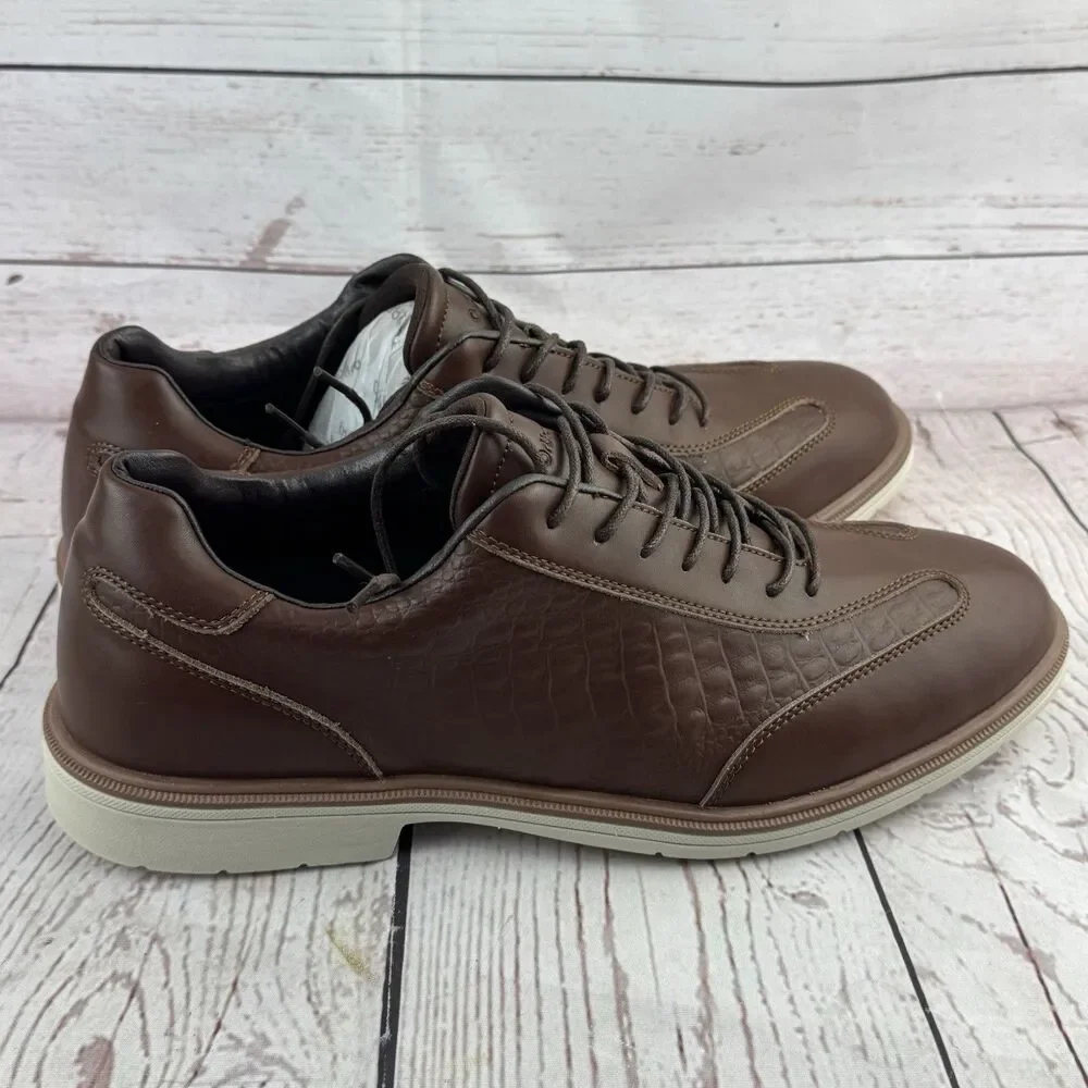 OrthoComfoot Mens Orthopedic Leather Dress Walking Shoes Dark Brown Size 12
